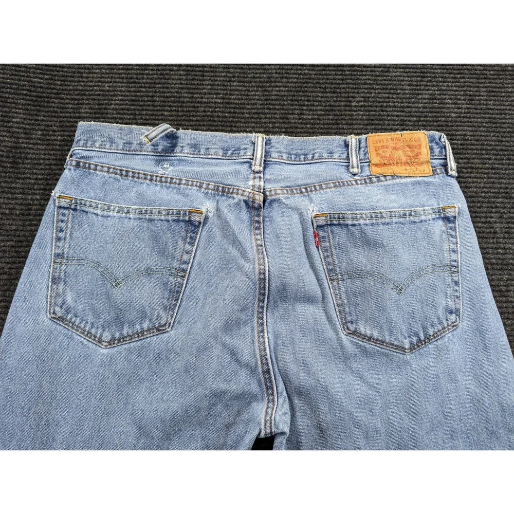 Levi's 505 Regular Fit Jeans Mens 38 Blue Denim Logo Straight Leg Mid Rise